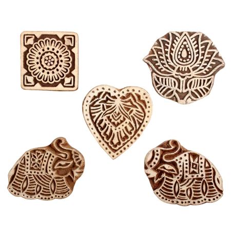 Set of 5 Piece New Mix Wooden Printing Block
